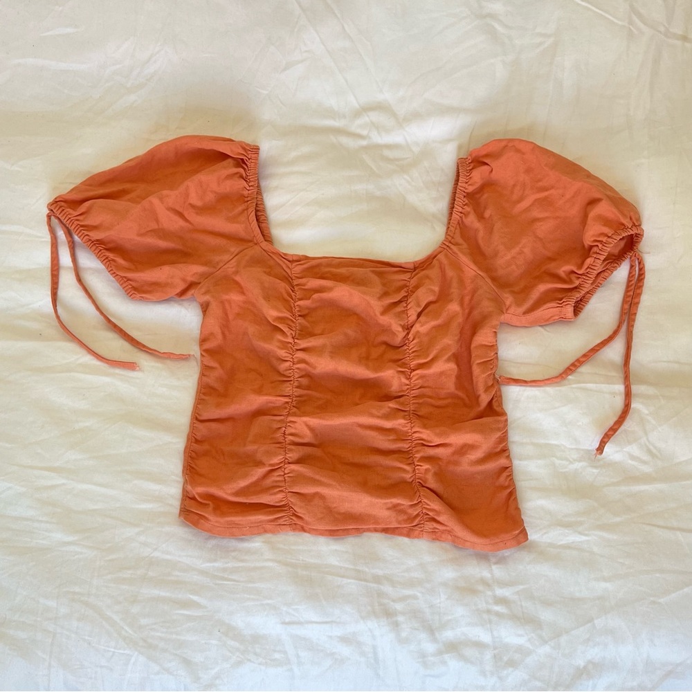 Asos Neon Top with Shirring in Linen